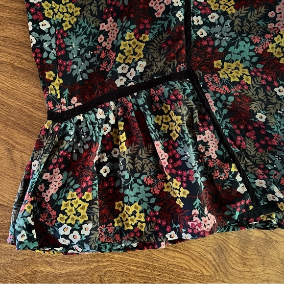 LOFT Wildflowers Print Long sleeve Babydoll Mini Shift Dress Size L - Picture 4 of 13